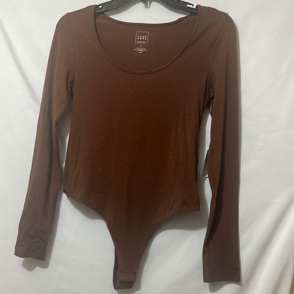 Banana Republic Brown Asymmetrical Long Sleeve Bodysuit